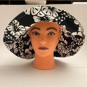 HatAttack Black and White Floral Sun Hat
